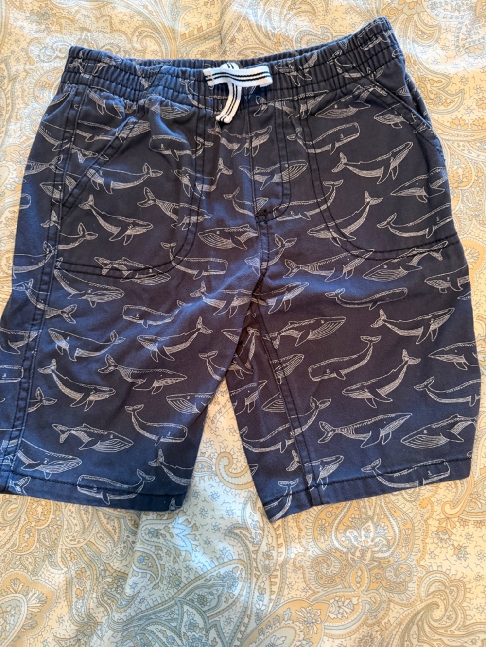 Nautica Purple Elastic Waist Pull-On Shorts with White Whale Stitch